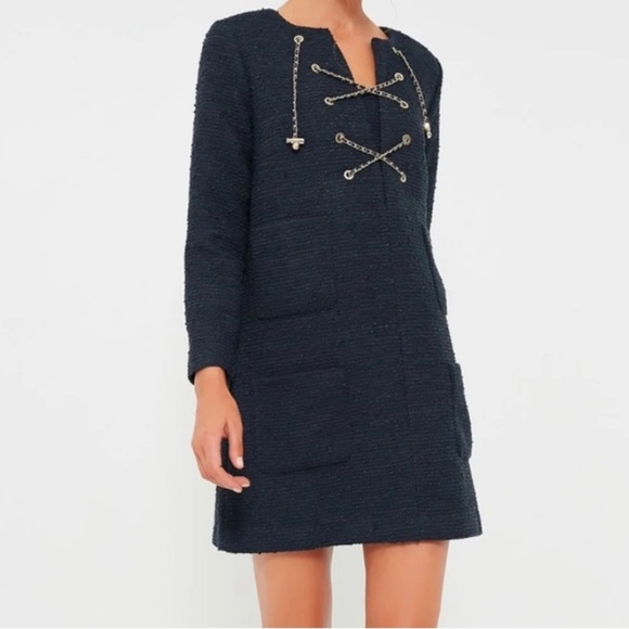 Tuckernuck Tweed Kelly Dress-Women L-Navy Blue-NEW-Classic-Preppy-Mature-Holiday - Picture 1 of 12